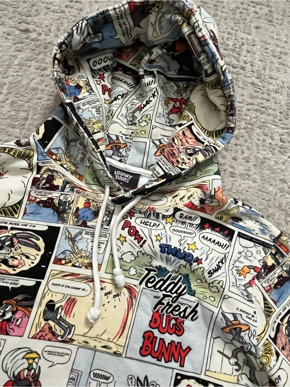 RARE Teddy Fresh Looney Tunes All over print Hoodie